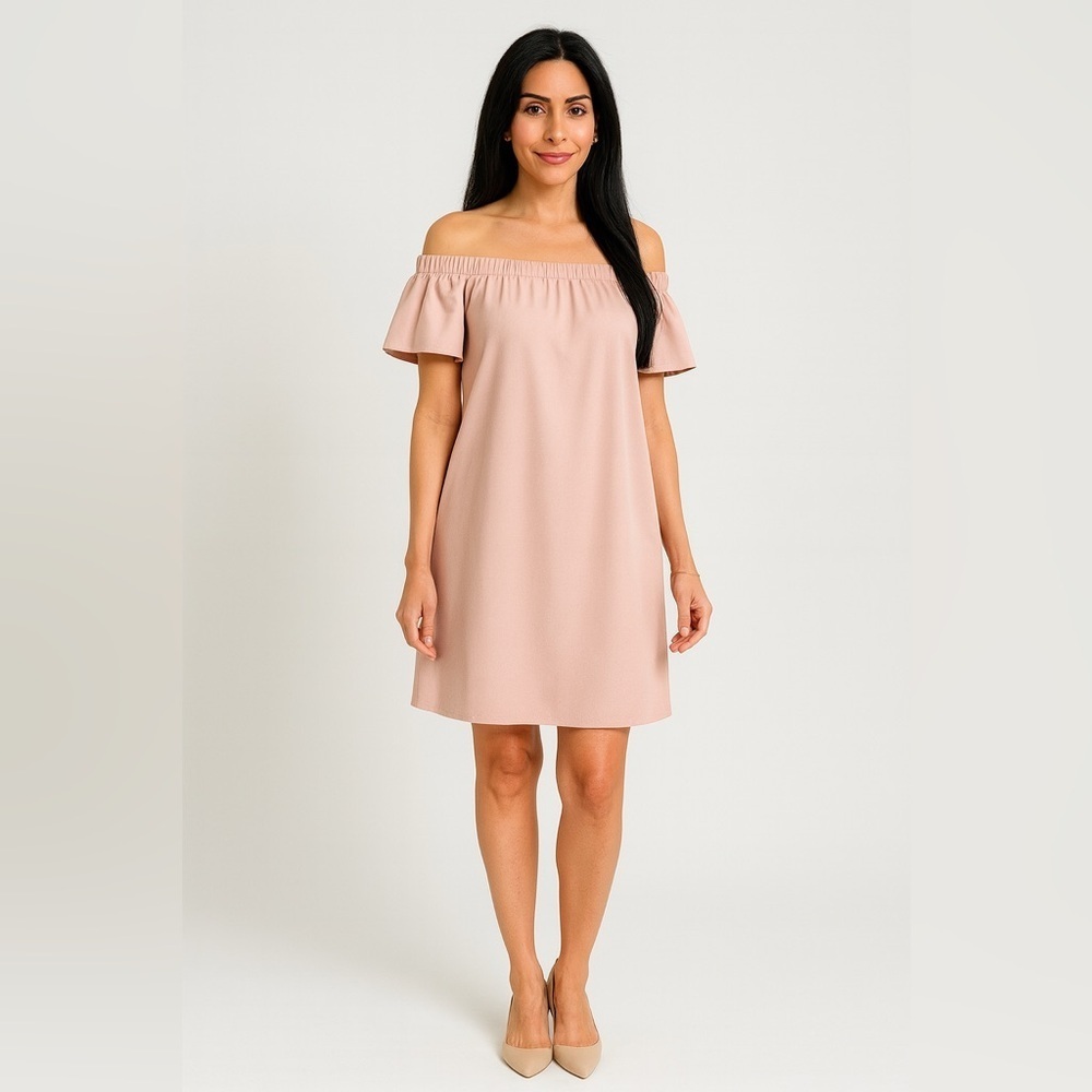H&M Off-Shoulder Powder Pink Dress Size 6 Romantic Feminine Coquette Style